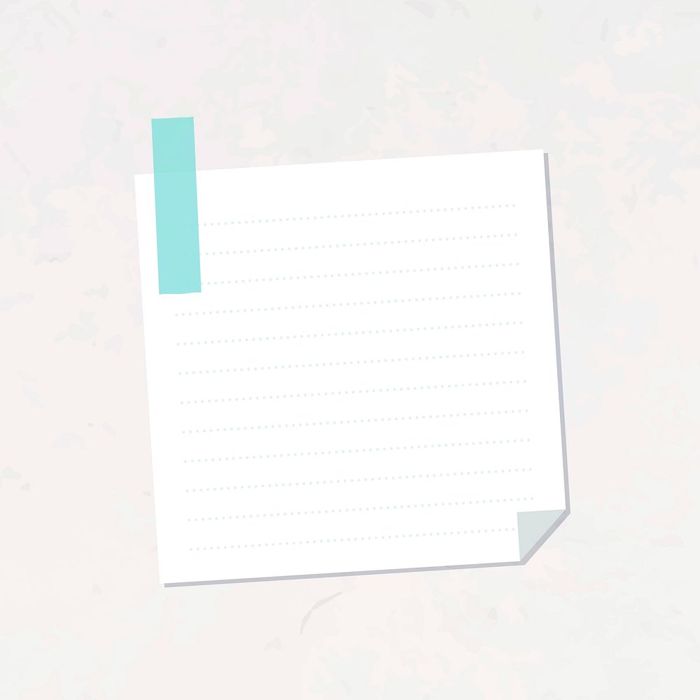 White lined notepaper with a blue Washi tape sticker vector