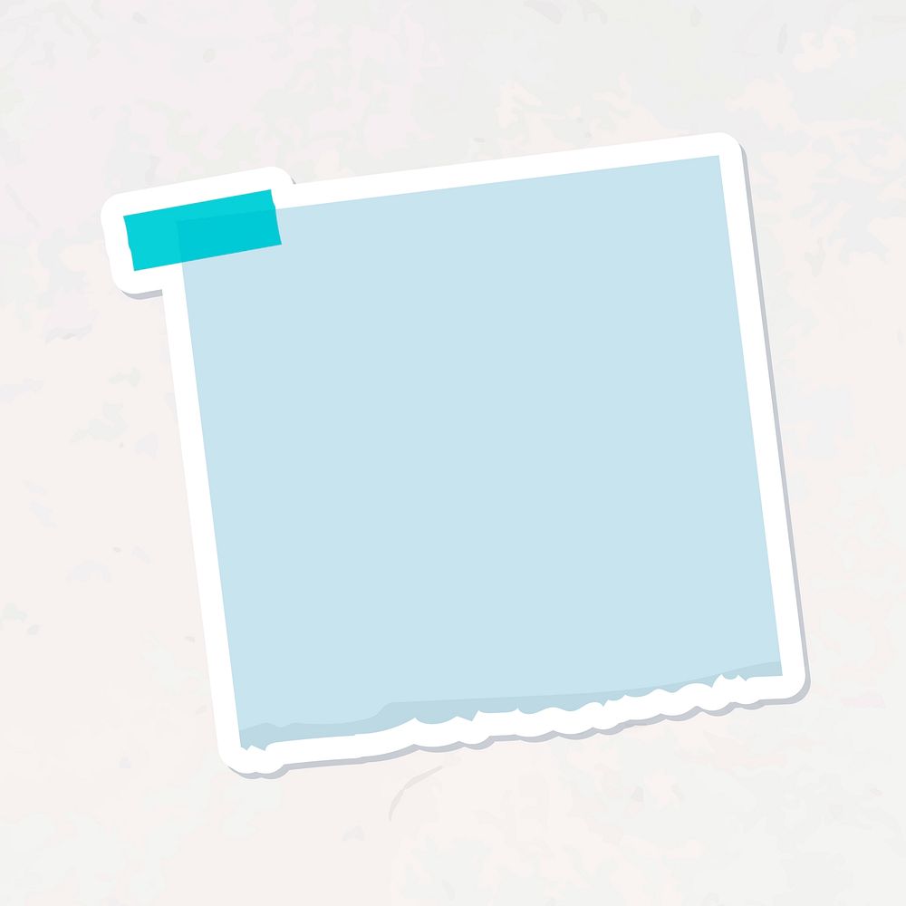 Blank light blue notepaper journal sticker vector