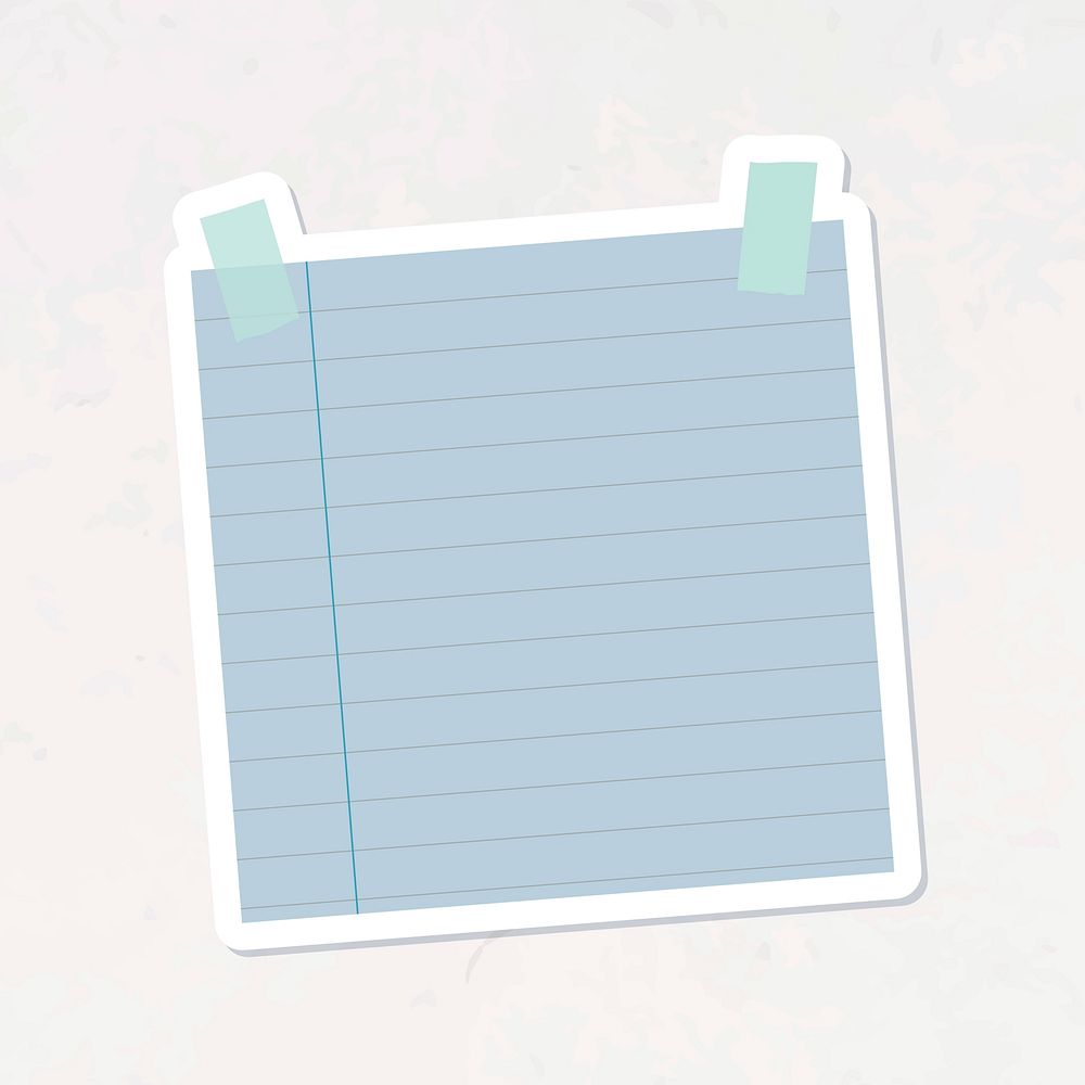 Bluish gray lined notepaper sticker vector