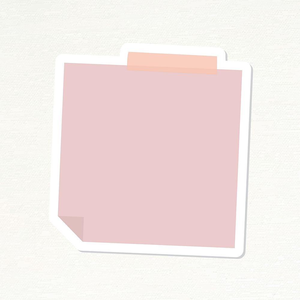 Pastel pink notepaper journal sticker vector