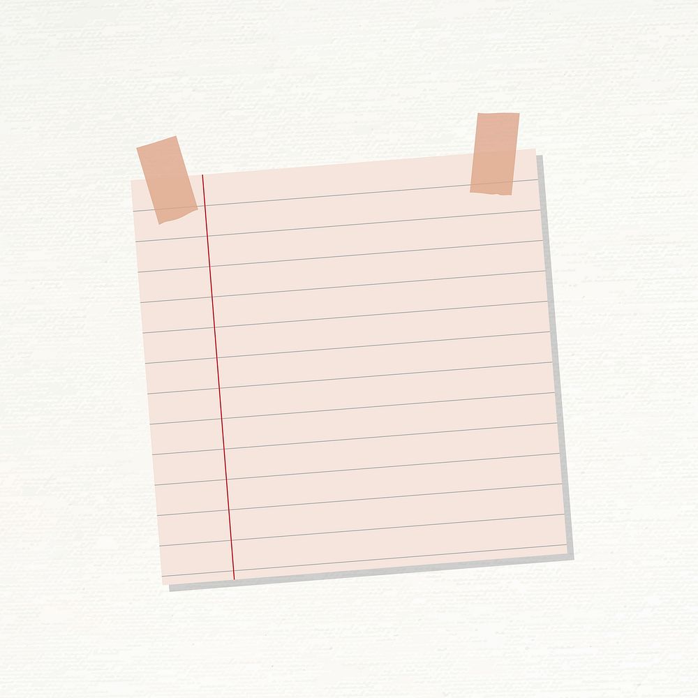 Nude pink lined notepaper journal sticker vector