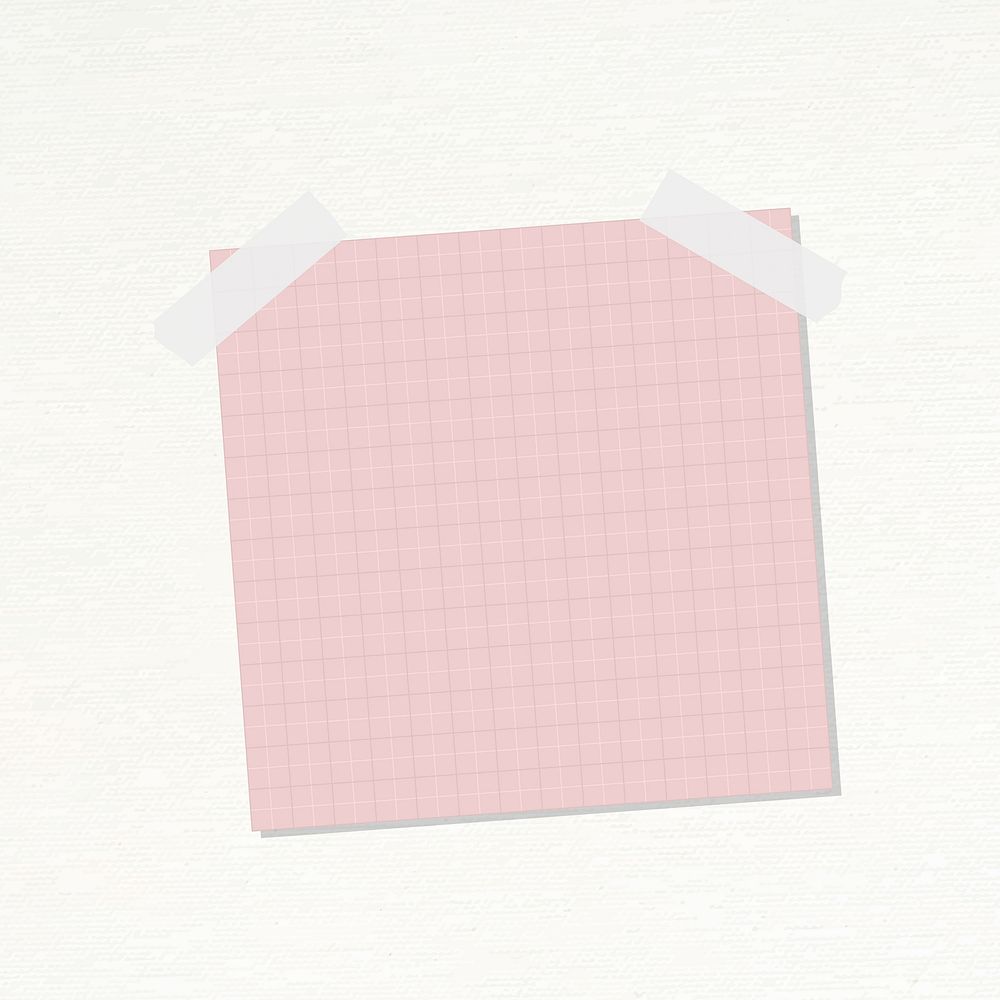 Pastel pink grid notepaper journal sticker vector