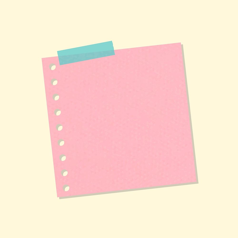 Pink hole punched notepaper journal sticker vector