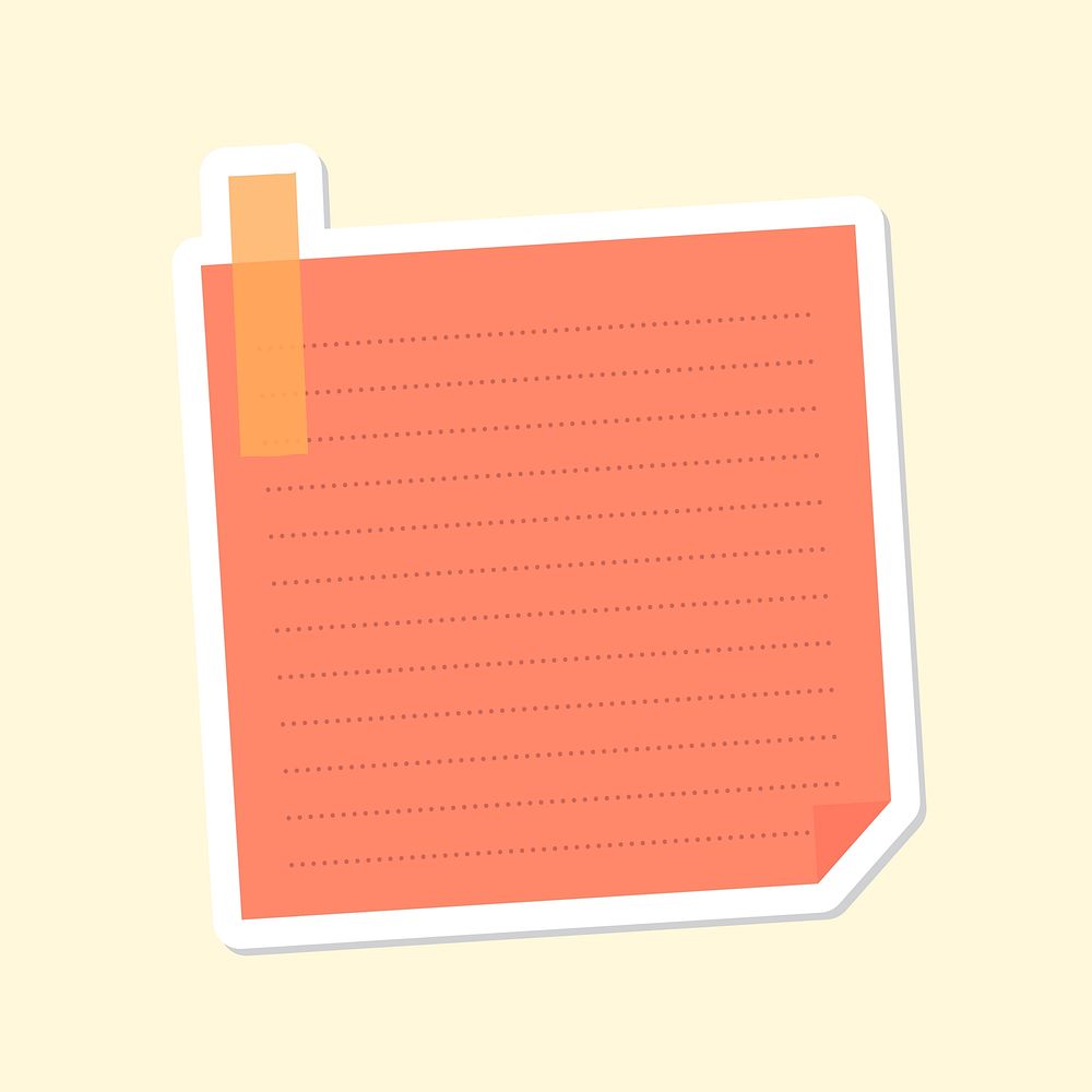 Orange dotted notepaper journal sticker vector