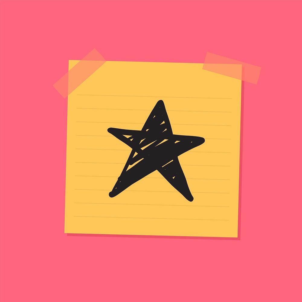 Star sketch sticky note illustration
