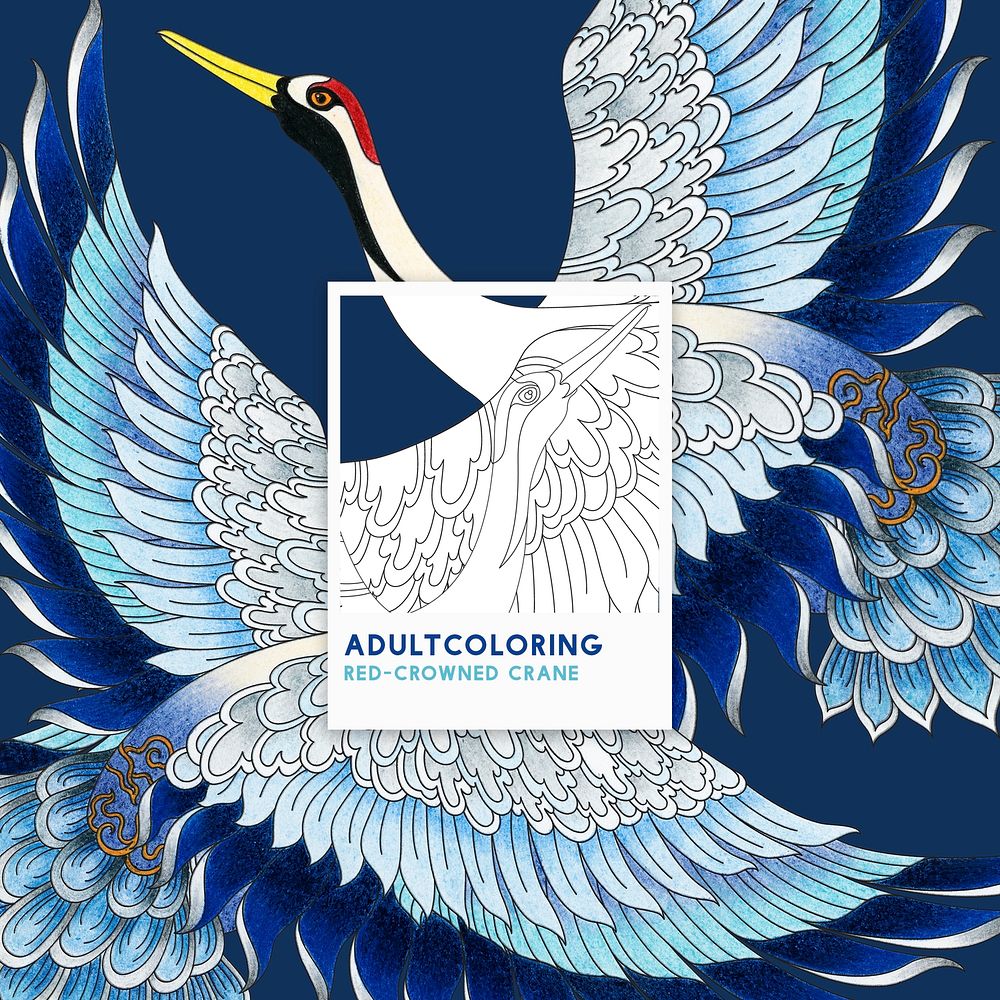 Red-crowned crane adult coloring page