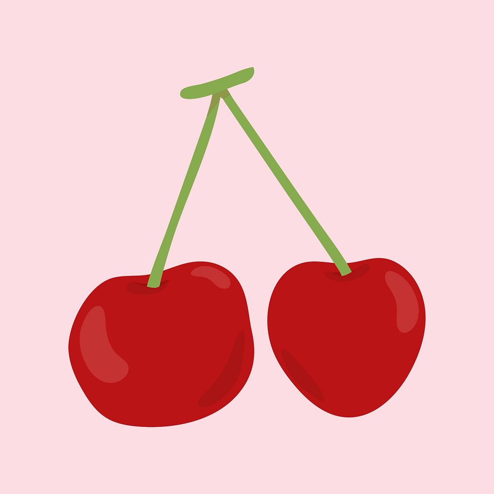 Psd pastel cherry fruit sticker cartoon clipart