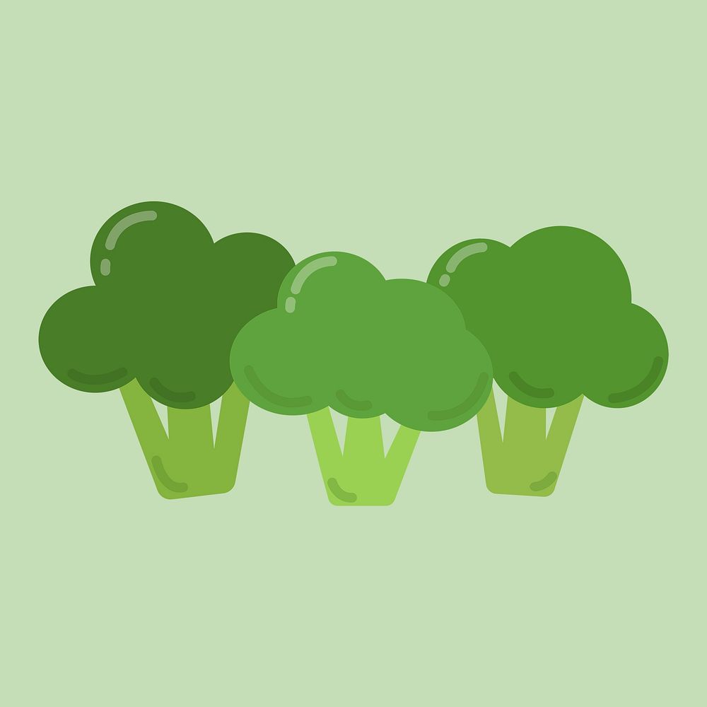 Psd pastel broccoli vegetable sticker cartoon clipart