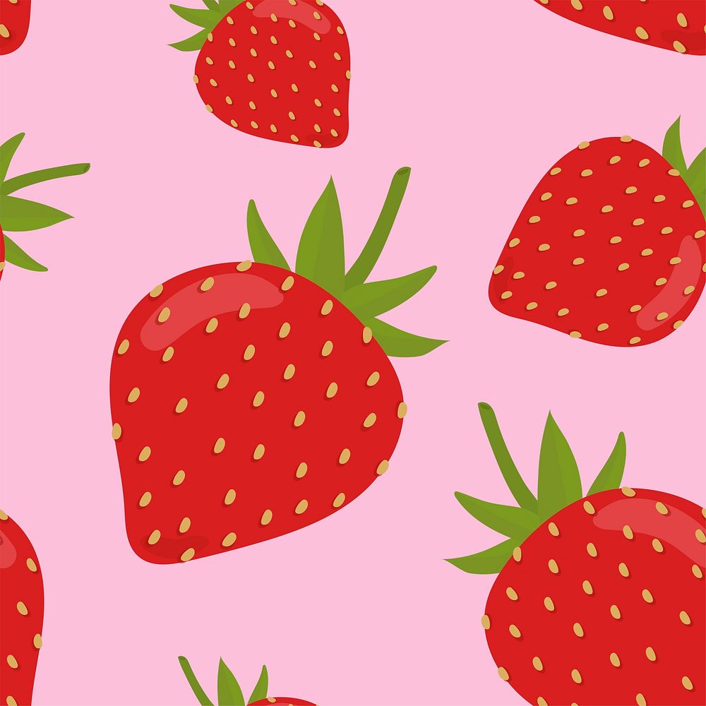 Colorful hand drawn strawberry pattern | Premium Vector - rawpixel