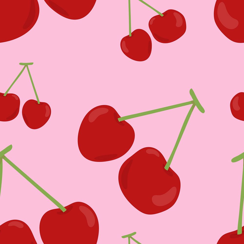 Colorful hand drawn cherry pattern