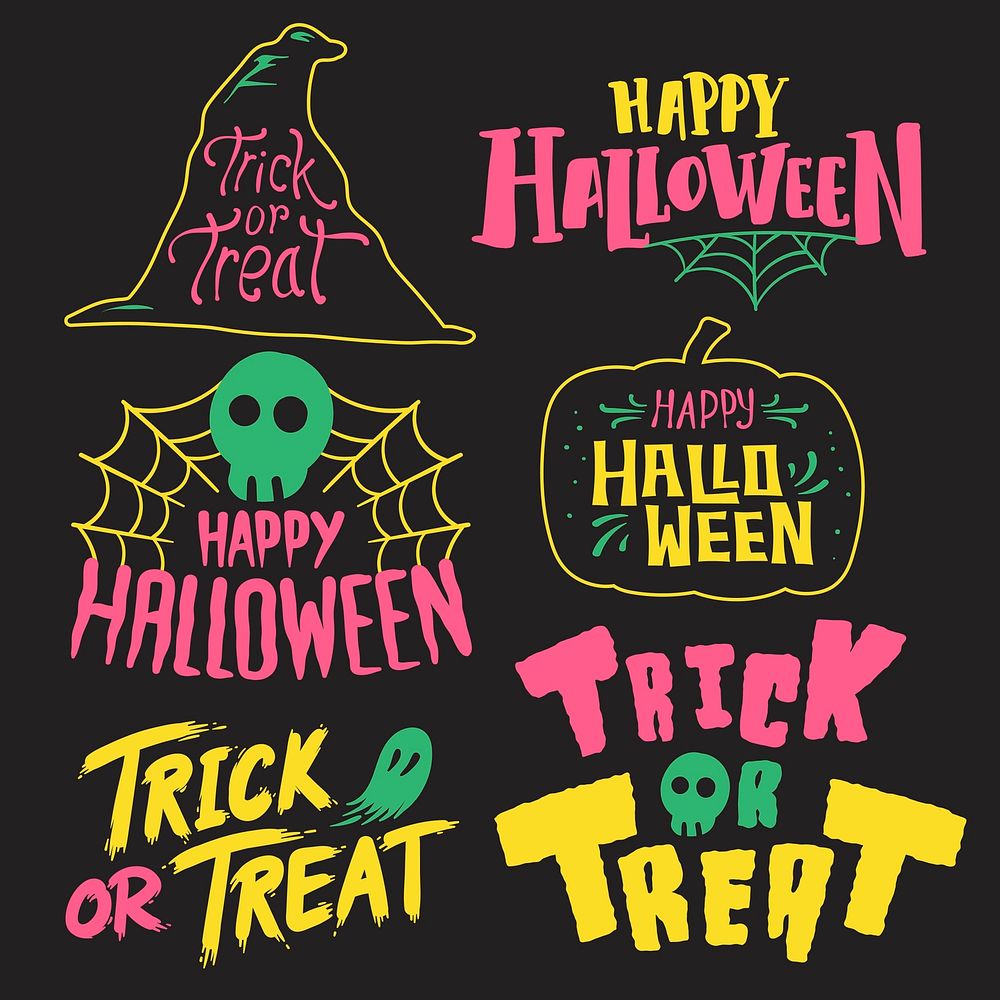 Set of Happy Halloween vectors