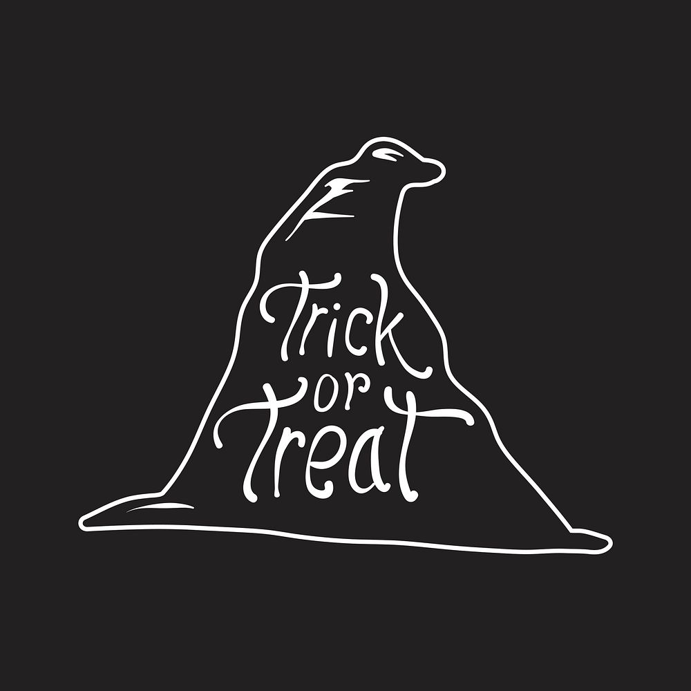 Trick or treat on a black witch hat vector