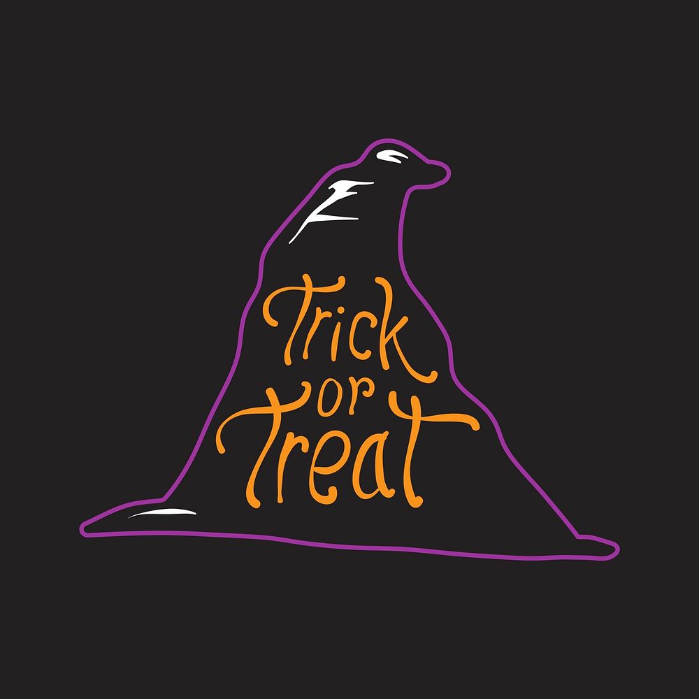Trick or treat on a black witch hat vector