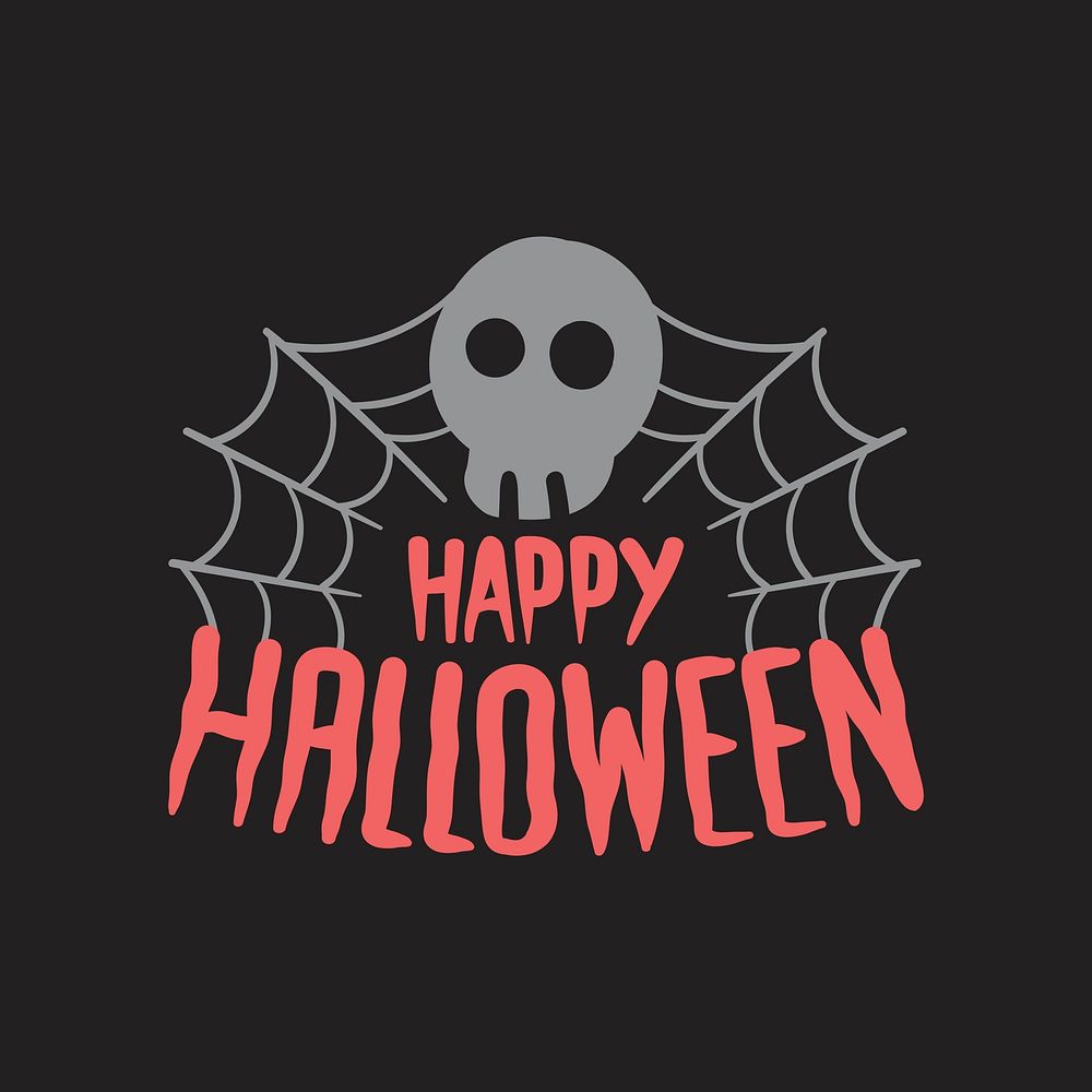 Happy Halloween with a skull typography vector