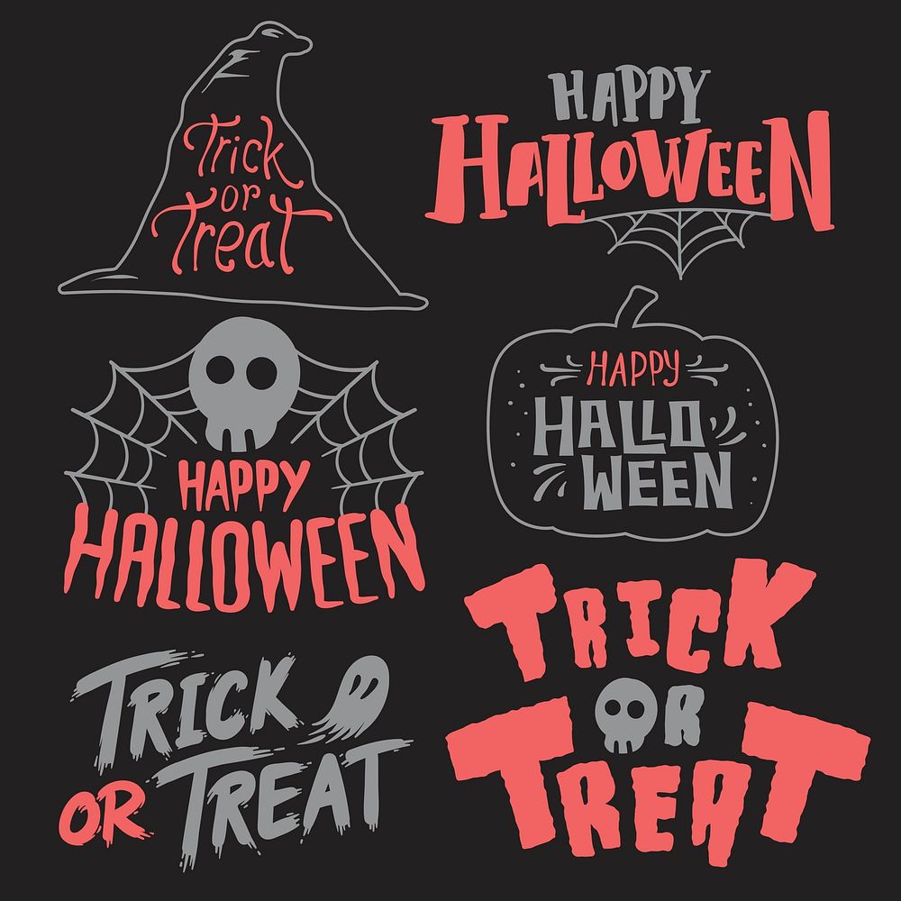 Set of Happy Halloween vectors  Free Vector - rawpixel