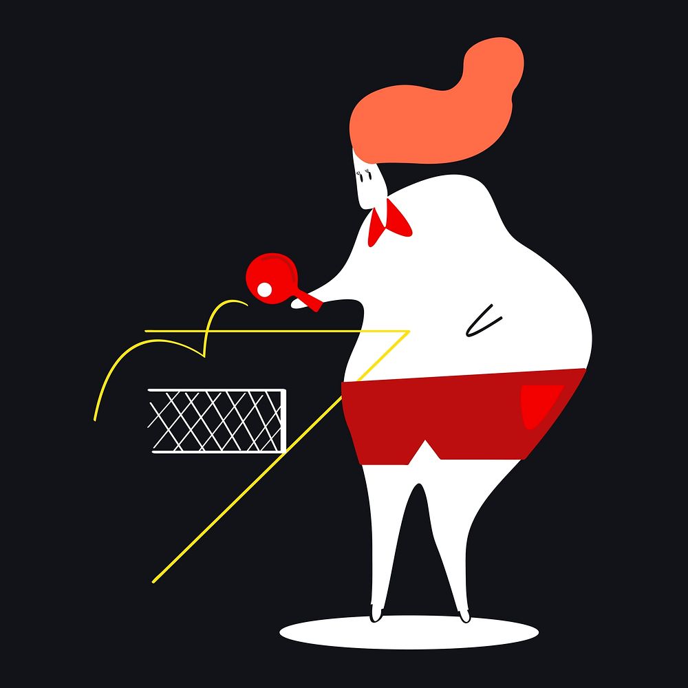 Character illustration of a woman playing ping pong