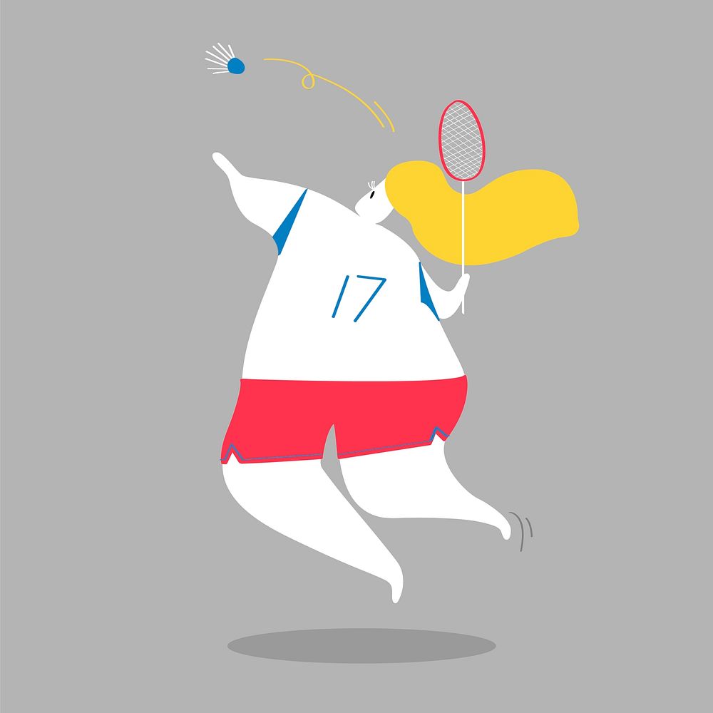 Character illustration of a female badminton player