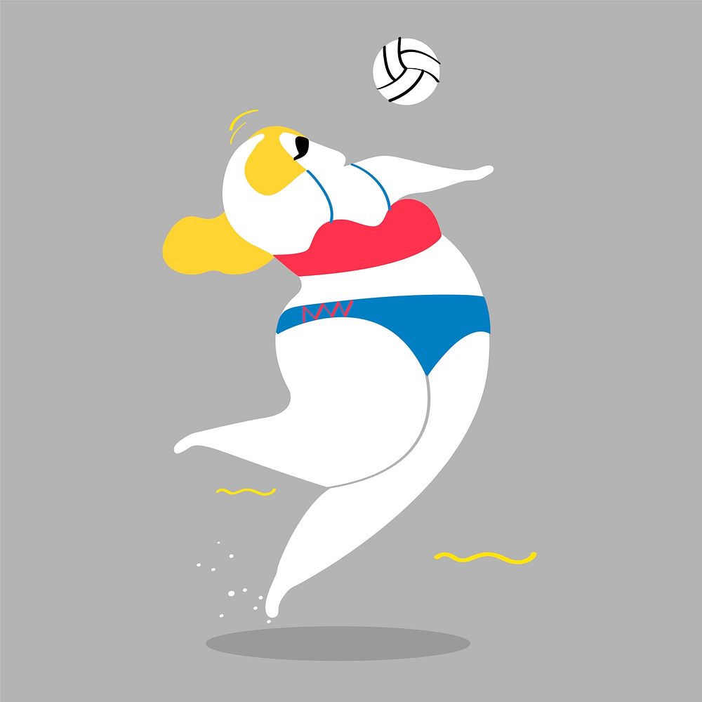 Character illustration of an woman playing beach volleyball
