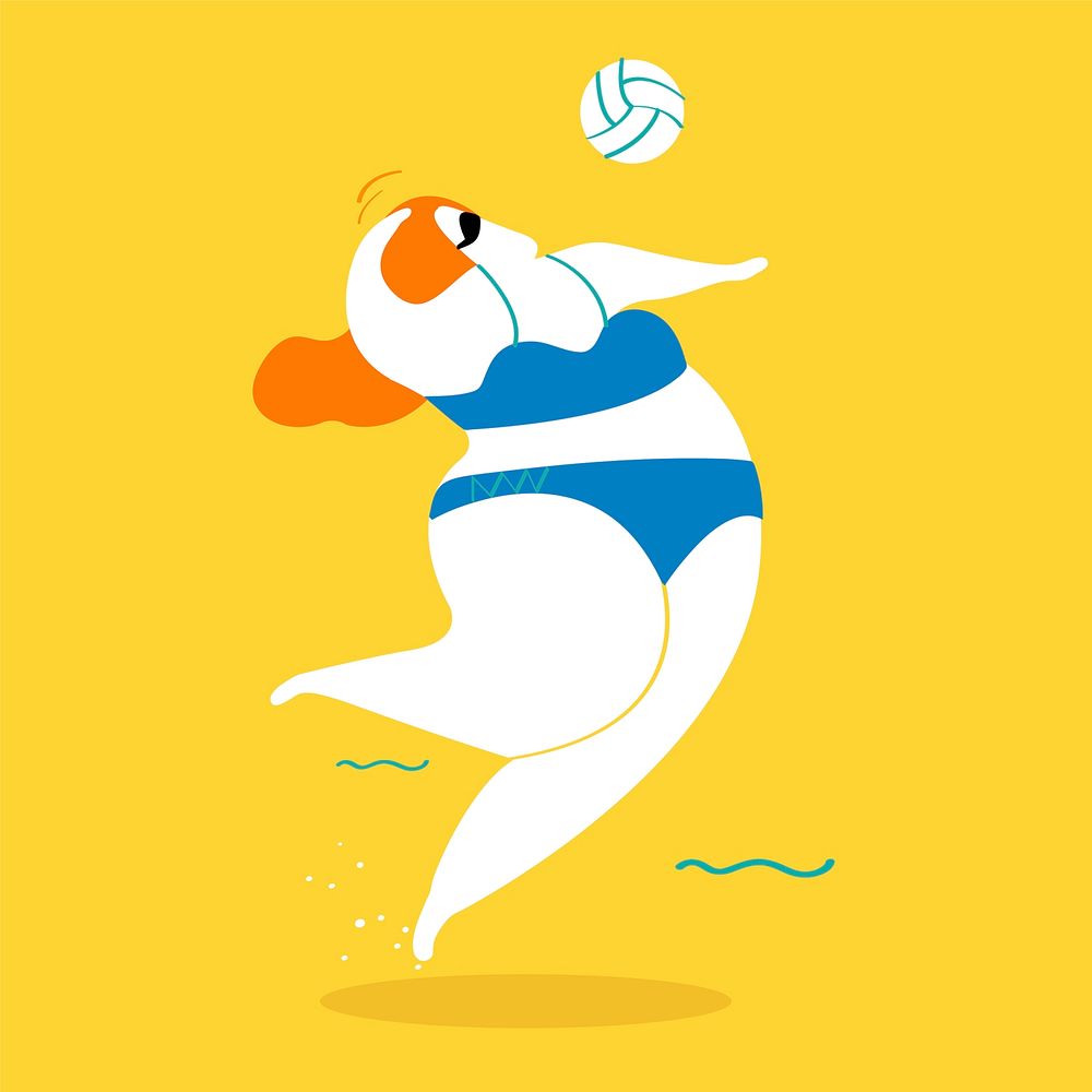 Character illustration of an woman playing beach volleyball