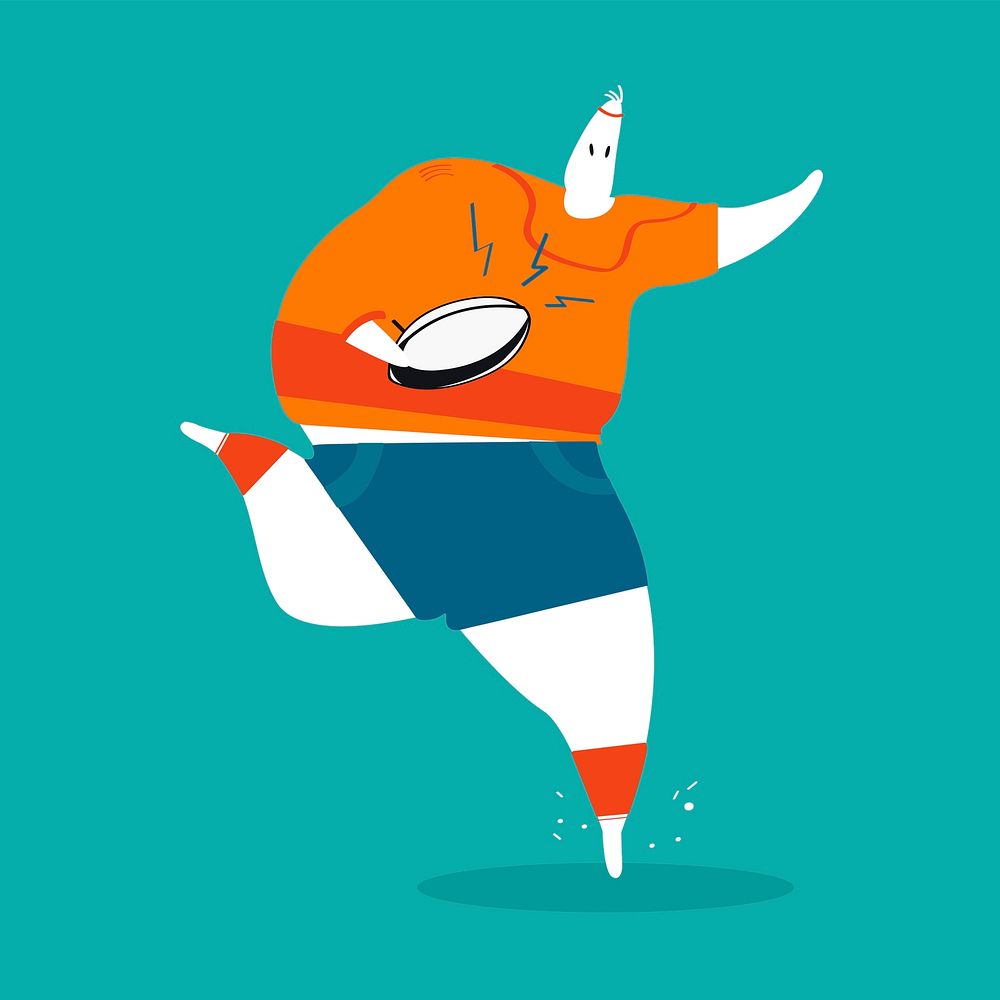 Male character playing rugby illustration