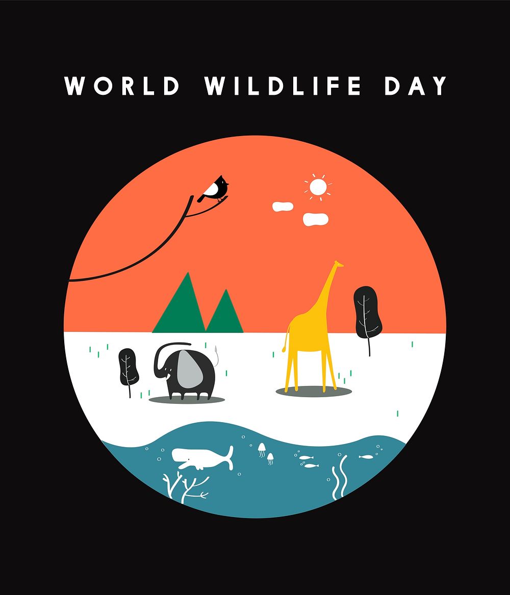 World wildlife day concept illustration