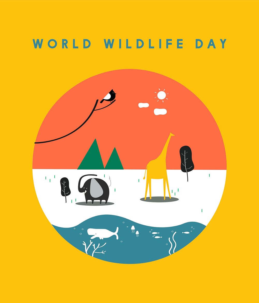 World wildlife day concept illustration