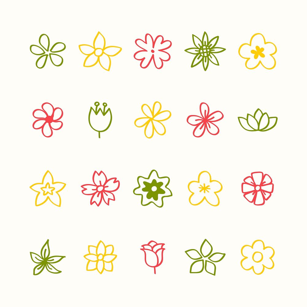 Illustration set of flower icons