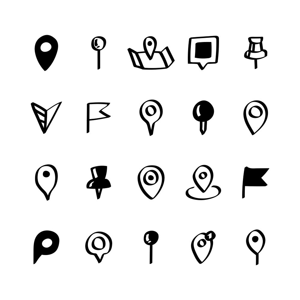 Illustration set of map pin icons