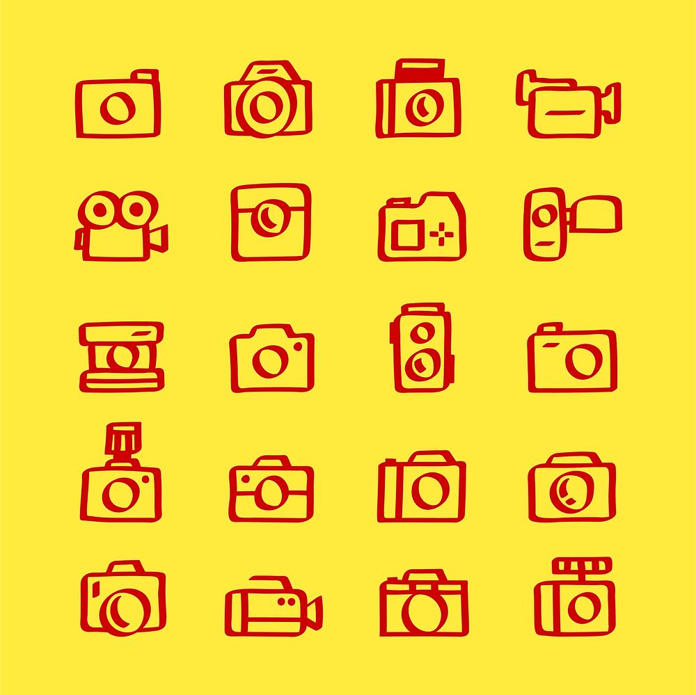 Illustration set of camera icons