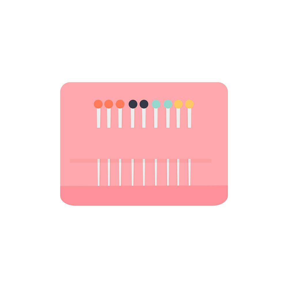 Pink kit with needles icon illustration