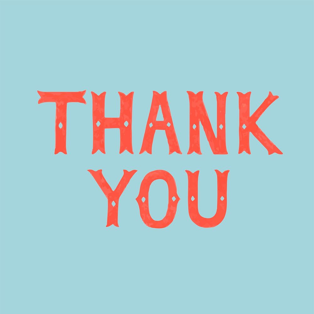 Handwritten style of Thank You typography