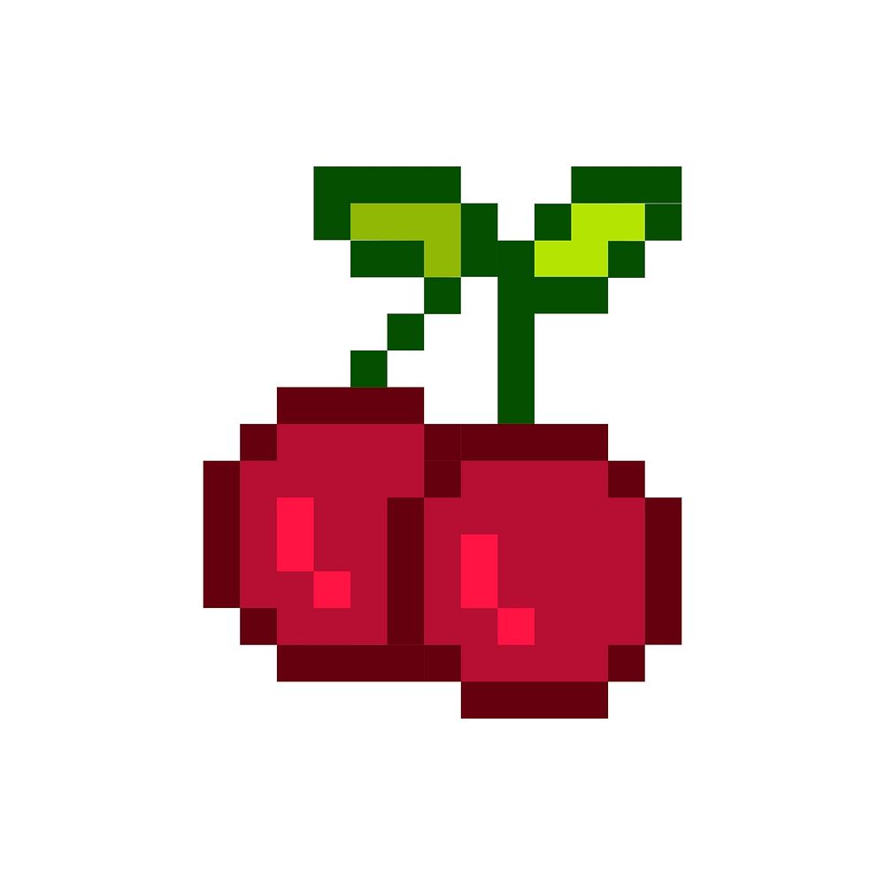 Two cherries pixelated fruit graphic