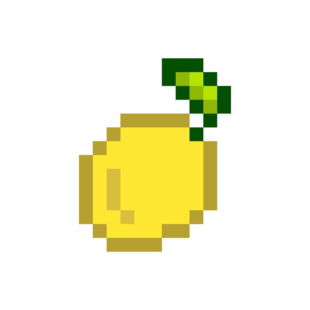 A lemon pixelated fruit graphic