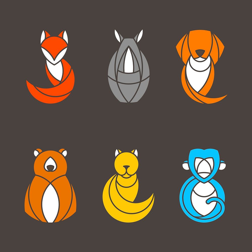 Set of colorful animal vectors