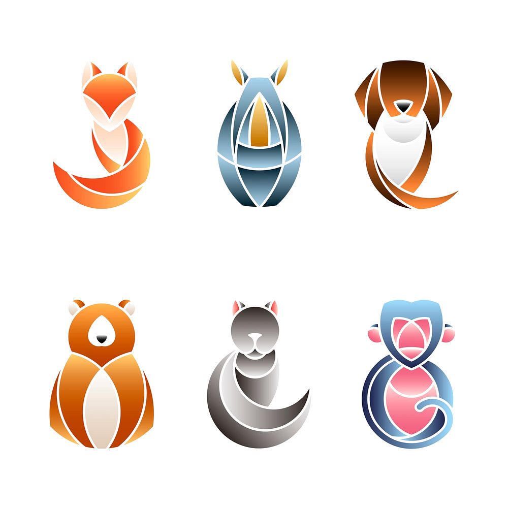 Set of cute animal design vectors