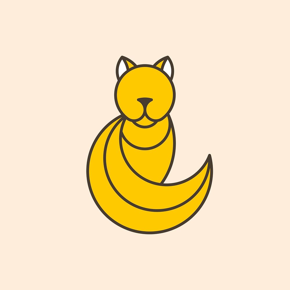 Yellow cat geometrical animal vector