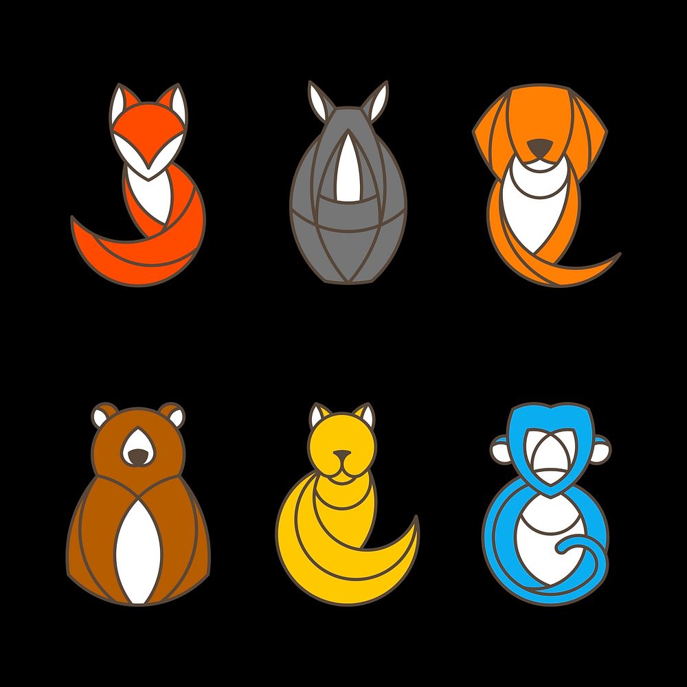 Set of colorful animal vectors