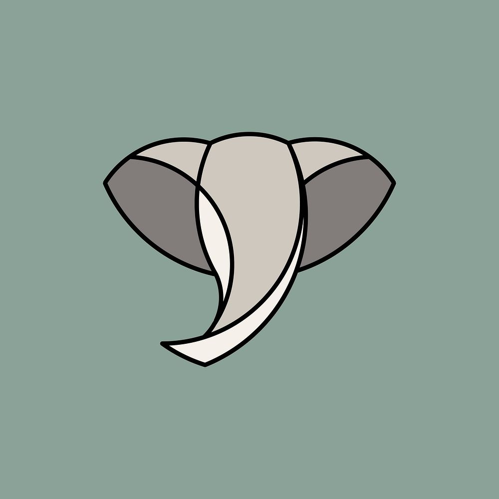 Linear illustration of a elephant's head