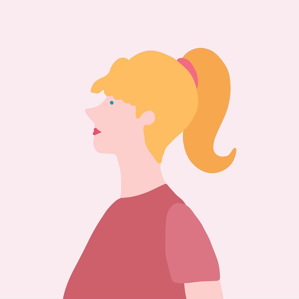 Strong blond woman in profile vector