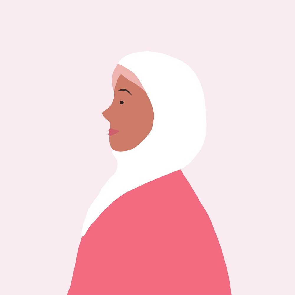 Strong muslim woman in profile vector