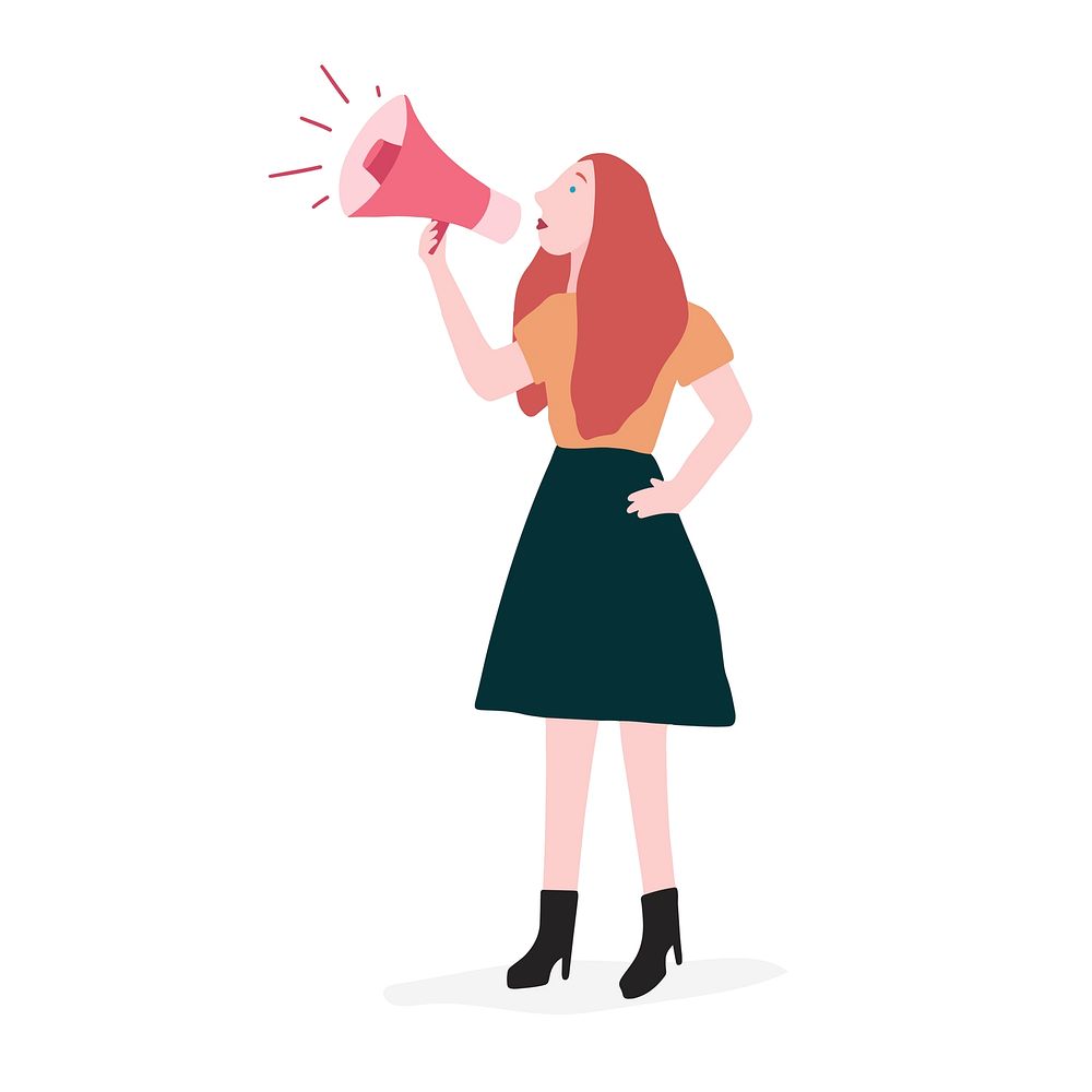 Strong woman shouting out her message vector