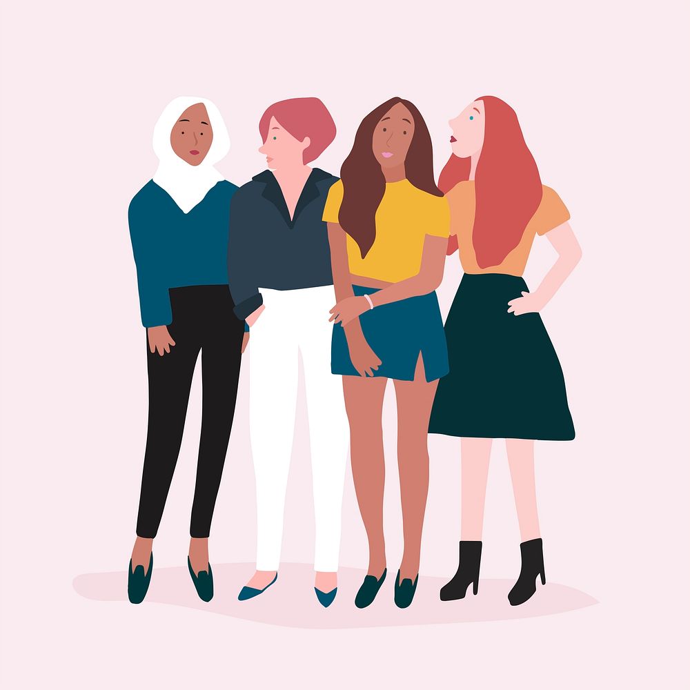 Group of strong women vector