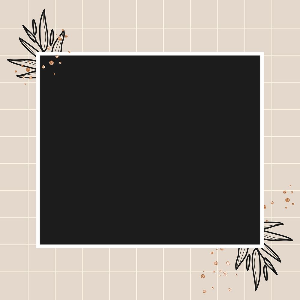 Black square floral frame vector