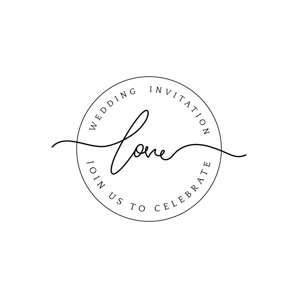 Love wedding invitation badge design vector