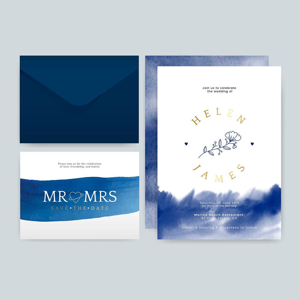 Wedding invitation layout design vector