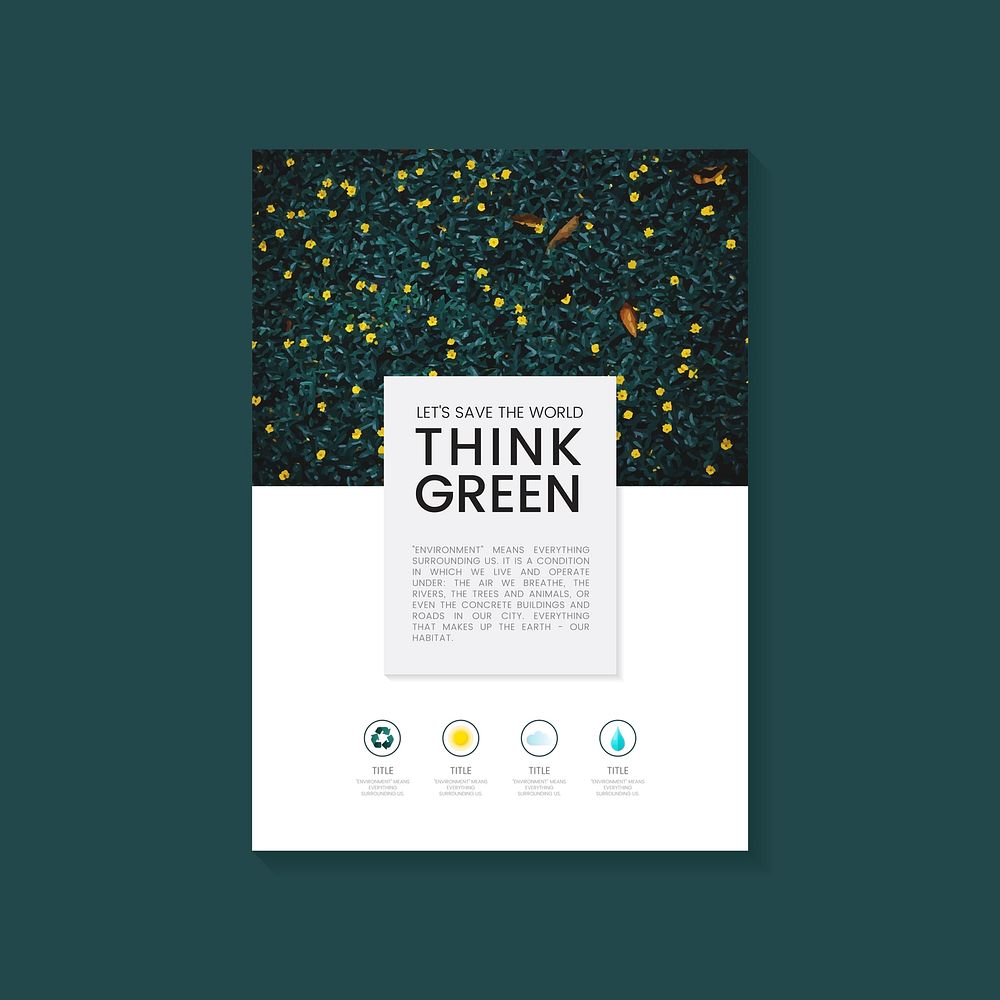 Think green environmental conservation brochure vector