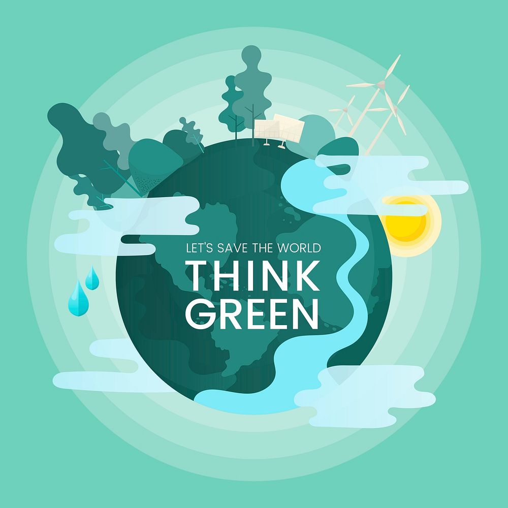 Think green environmental conservation vector