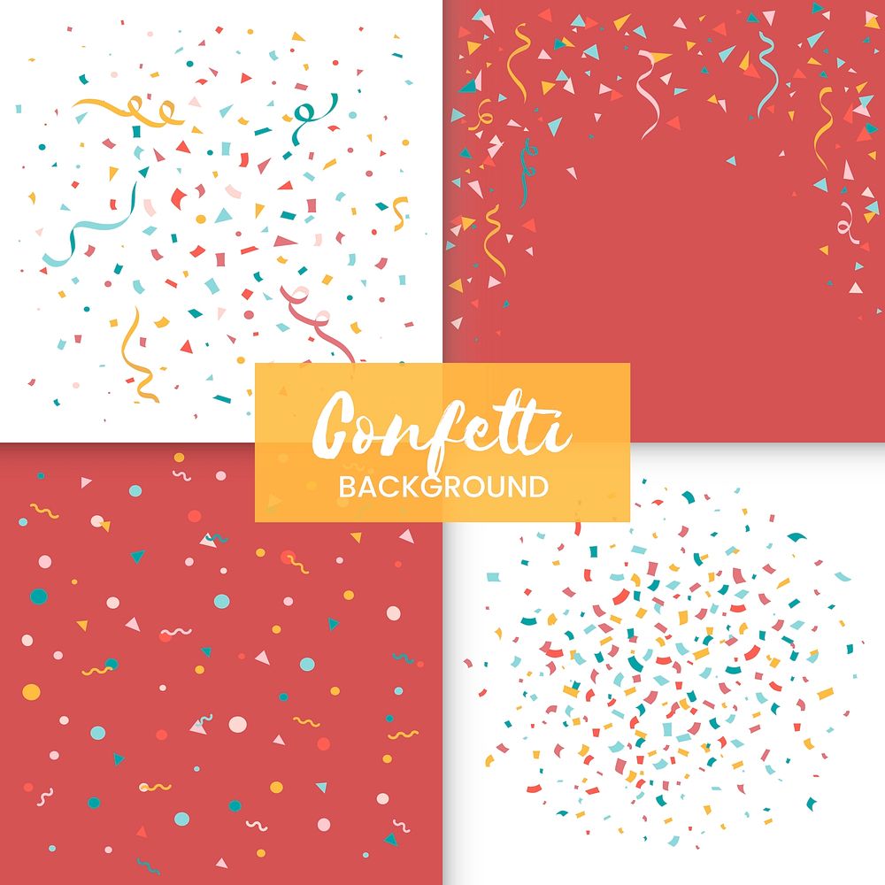 Set of colorful confetti backgrounds vector