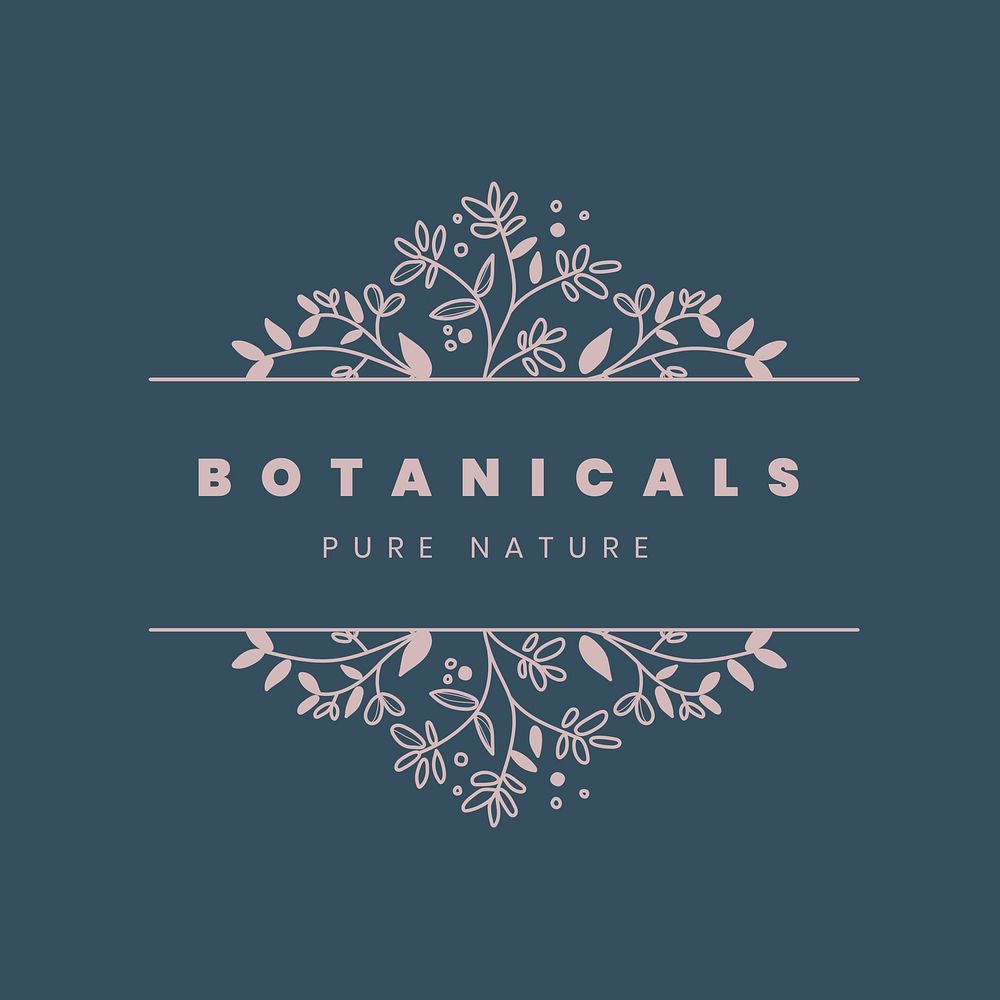 Aesthetic floral business logo template, botanical illustration psd