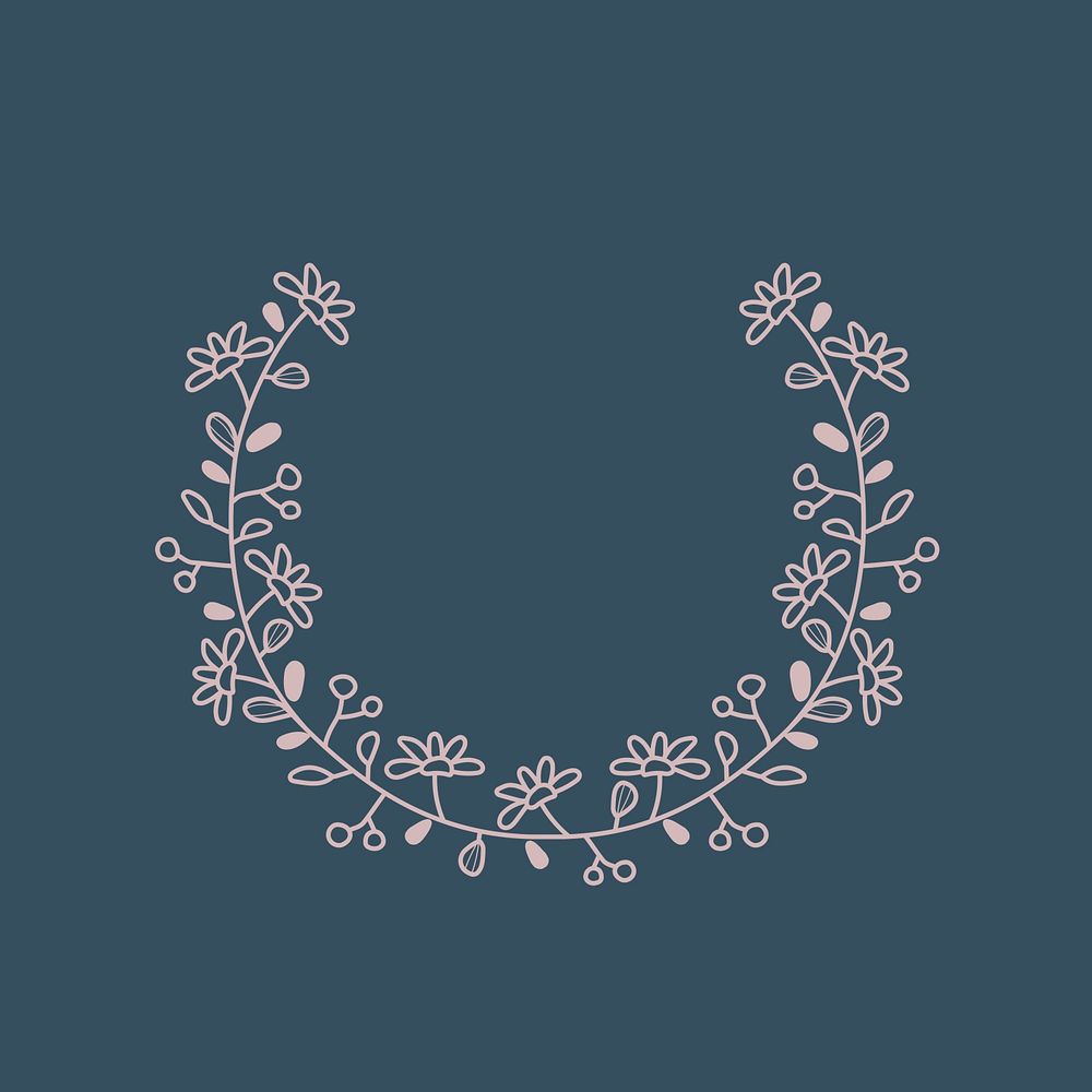 Floral logo element, beautiful botanical illustration psd